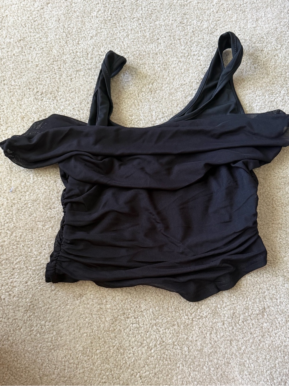 Black Off-Shoulder Ruched Women’s Top